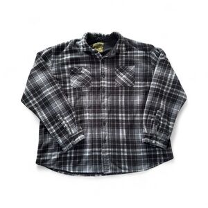 Anchorage Expedition Flannel Shirt Jacket Black Plaid Fleece Lined Size XXL